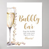 Goldperlen und Prosecco Champagner Bubbly Bar Sign Poster (Vorne)