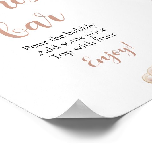 Goldperlen und Prosecco Champagner Mimosa Bar Sign Poster (Ecke)