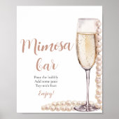 Goldperlen und Prosecco Champagner Mimosa Bar Sign Poster (Vorne)