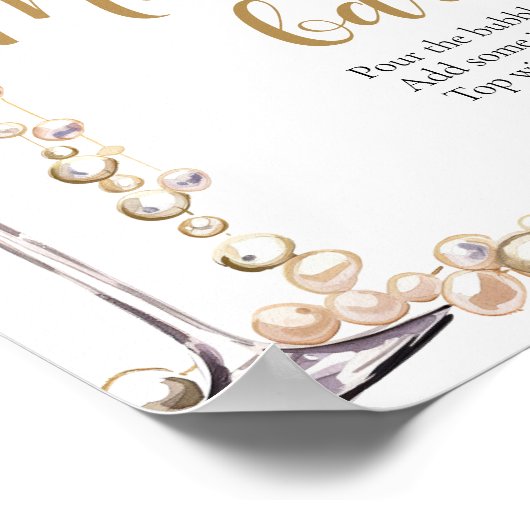 Goldperlen und Prosecco Champagner Mimosa Bar Sign Poster (Ecke)