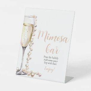 Goldperlen und Prosecco Champagner Mimosa Bar Sign Sockelschild