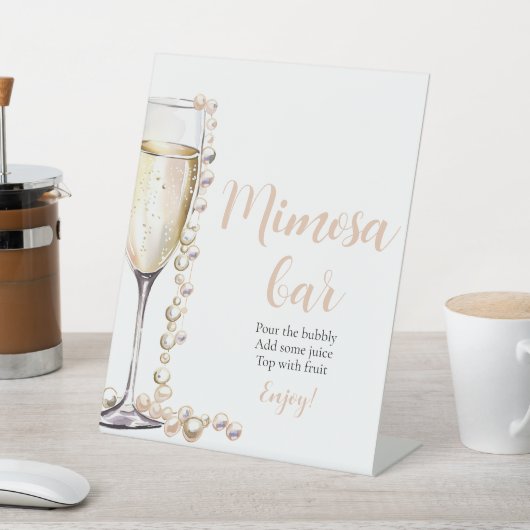 Goldperlen und Prosecco Champagner Mimosa Bar Sign Sockelschild (In SItu)