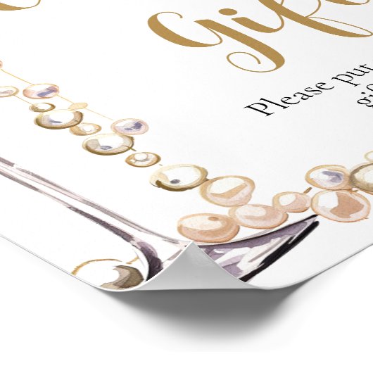 Goldperlen und Prosecco Champagnerkarten und -gesc Poster (Ecke)