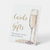 Goldperlen und Prosecco Champagnerkarten und -gesc Sockelschild (Vorderseite)