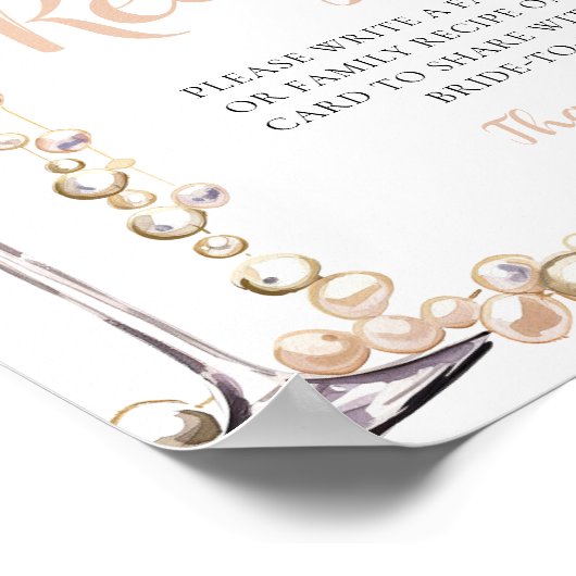 Goldperlen und Prosecco Champagnerrezepte Zeichen Poster (Ecke)