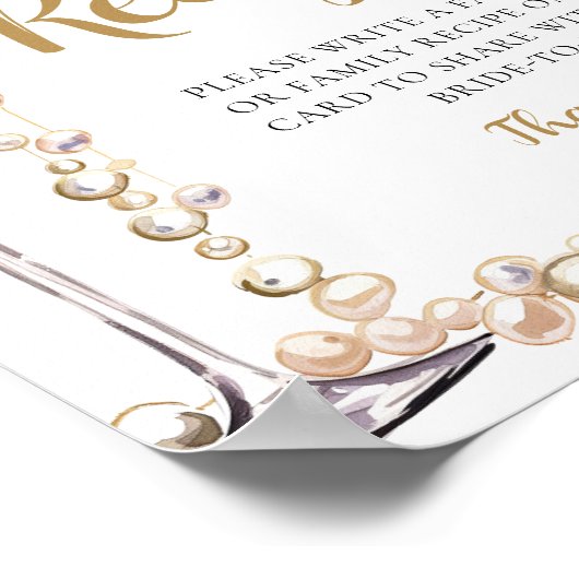 Goldperlen und Prosecco Champagnerrezepte Zeichen Poster (Ecke)