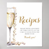 Goldperlen und Prosecco Champagnerrezepte Zeichen Poster (Vorne)