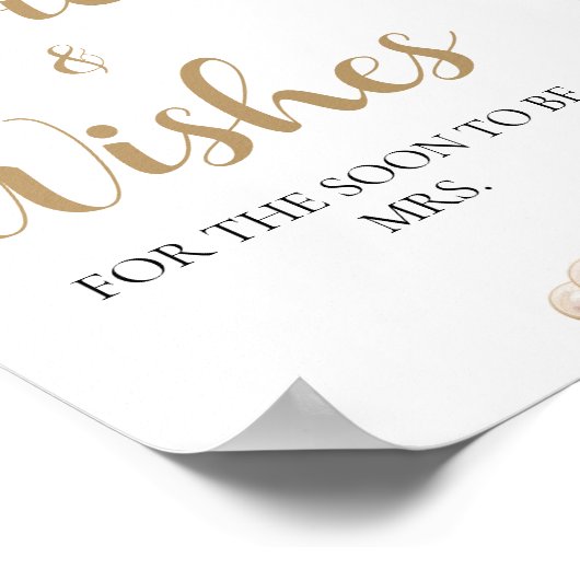 Goldperlen und Prosecco-Rat und Wünsche Unterschri Poster (Ecke)