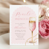 Goldperlen und Prosecco-rosa Brautparty Einladung