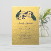 Goldpfau-Save the Date Karte (Stehend Vorderseite)