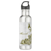 Goldpfauenflasche mit Personalisiertem Wasser Edelstahlflasche (Vorderseite)