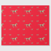 Goldpferde auf rotem Geschenk-Packpapier Geschenkpapier (Flach)