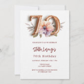 Goldpfirsichblüte 70. Geburtstag Luxus Einladung (Vorderseite)