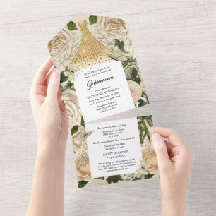 Goldpfirsichschmetterling funkelndes Kraut Geburts All In One Einladung