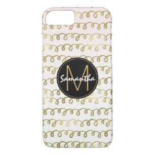 Goldpfirsichsquiggle-Monogramm Case-Mate iPhone Hülle