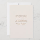 Goldpinke | Geburtsankündigungskarte Einladung (Rückseite)