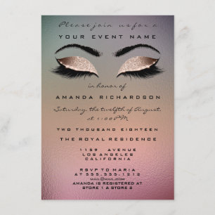 Goldpinke Ombre Makeup Glitzer Bridal 16. Auge Einladung