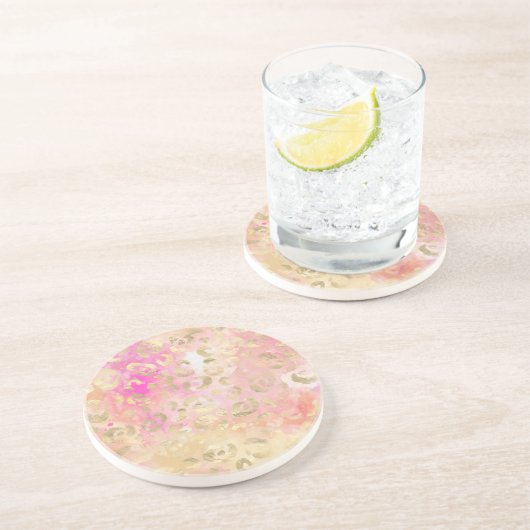 Goldpinzette Leopard Print Getränkeuntersetzer (Seite)