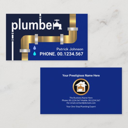 Goldpipes Creative Plumber Signage Visitenkarte (Vorne/Hinten)