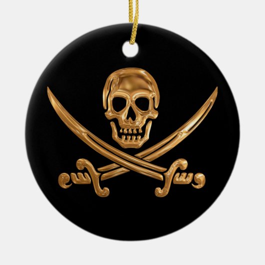 GoldPiratenflagge Keramikornament (Vorne)