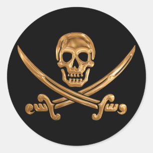 GoldPiratenflagge Runder Aufkleber