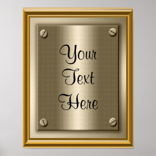 Goldplakette Poster Druck Schild