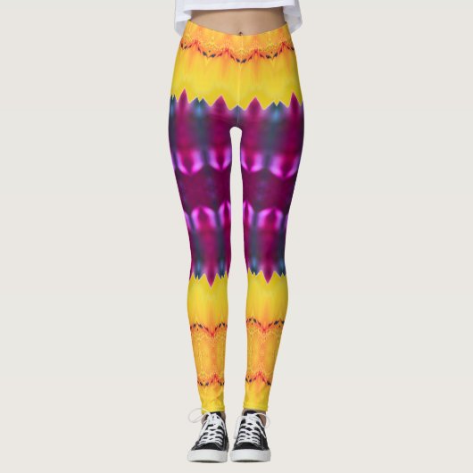 Goldplatte Lila und türkis Leggings (Vorderseite)