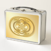 Goldplatte Metall Brotdose (Vorderseite)