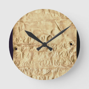 Goldplatte mit "kurzer" Etruscan Aufschrift, von Runde Wanduhr