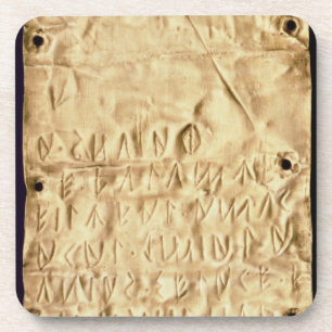 Goldplatte mit "kurzer" Etruscan Aufschrift, von Untersetzer
