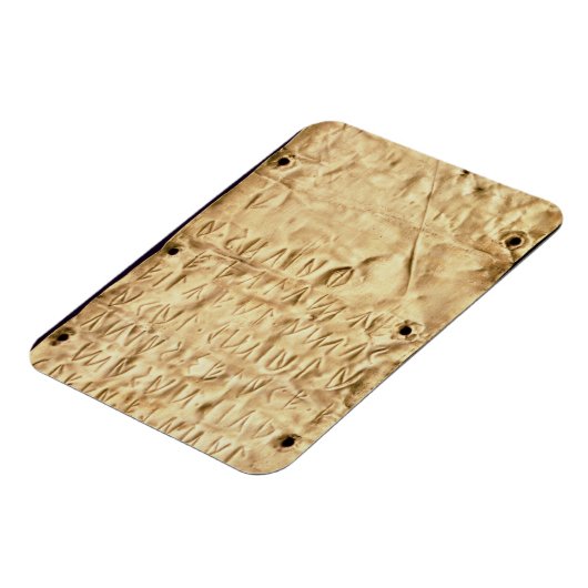 Goldplatte mit "kurzer" etruskischer Aufschrift au Magnet (Linke Seite)