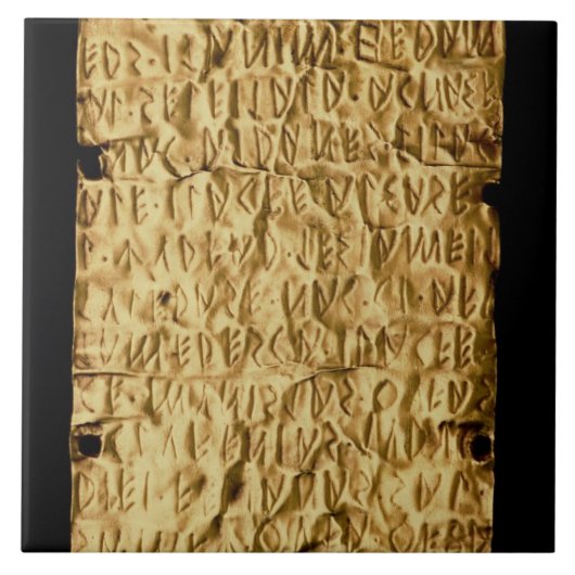 Goldplatte mit "langatmiger" Etruscan Aufschrift Fliese (Vorderseite)