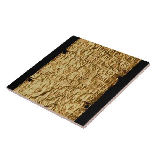 Goldplatte mit "langatmiger" Etruscan Aufschrift Fliese (Seite)