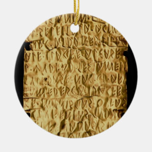 Goldplatte mit "langatmiger" Etruscan Aufschrift Keramikornament