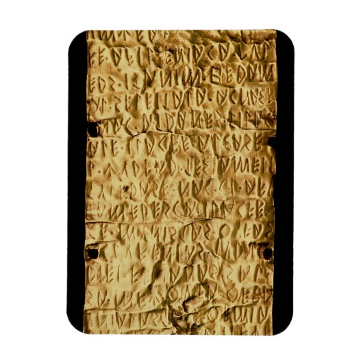 Goldplatte mit "länglicher" etruskischer Aufschrif Magnet (Vertikal)
