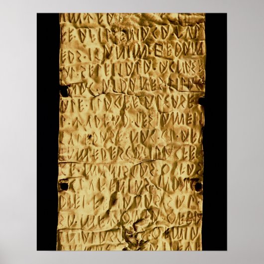Goldplatte mit "länglicher" etruskischer Aufschrif Poster (Vorne)