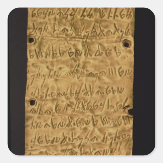 Goldplatte mit phönizischer Inschrift von Santa Quadratischer Aufkleber (Vorderseite)