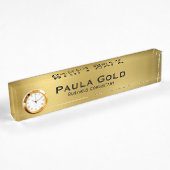 Goldplatte mit Uhr Namensplakette