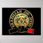 Goldplattierter brasilianischer Jiu-Jitsu-Schwarzg Poster (Vorne)