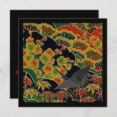 Goldplumpe Blume japanisches Kimono Einladung (Vorne/Hinten)