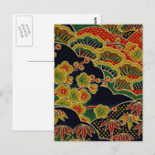 Goldplumpe Blume japanisches Kimono Postkarte (Vorne/Hinten)