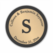 Goldpolka Dot Monogram Personalisierte Hochzeit Aufkleber (Vorderseite)