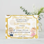 Goldpolka-Dot-Prinz oder Prinzessin-Gender-Bericht Einladung (Stehend Vorderseite)