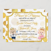 Goldpolka-Dot-Prinz oder Prinzessin-Gender-Bericht Einladung (Vorne/Hinten)