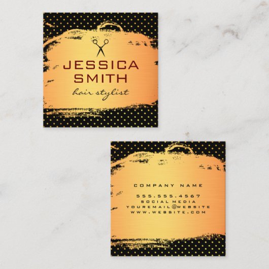 Goldpolka-Dot-Salon Quadratische Visitenkarte (Vorne/Hinten)