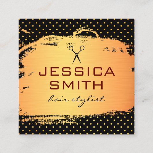 Goldpolka-Dot-Salon Quadratische Visitenkarte (Vorderseite)