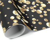 Goldpolka dot, schwarz und gold, Glitzer, Konfetti Geschenkpapier (Rolleneckpunkt)