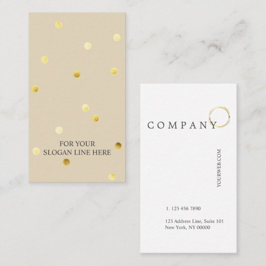 Goldpolka DotPattern beige vertikale Visitenkarte (Vorne/Hinten)