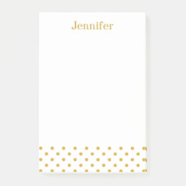 Goldpolka-Punkt-Muster-personalisierter Name Post-it Klebezettel