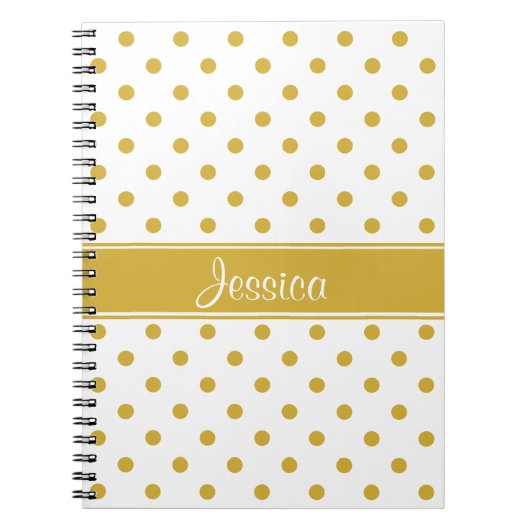 Goldpolka-Punkte auf weißer Chic-personalisiertem Notizblock (Vorderseite)
